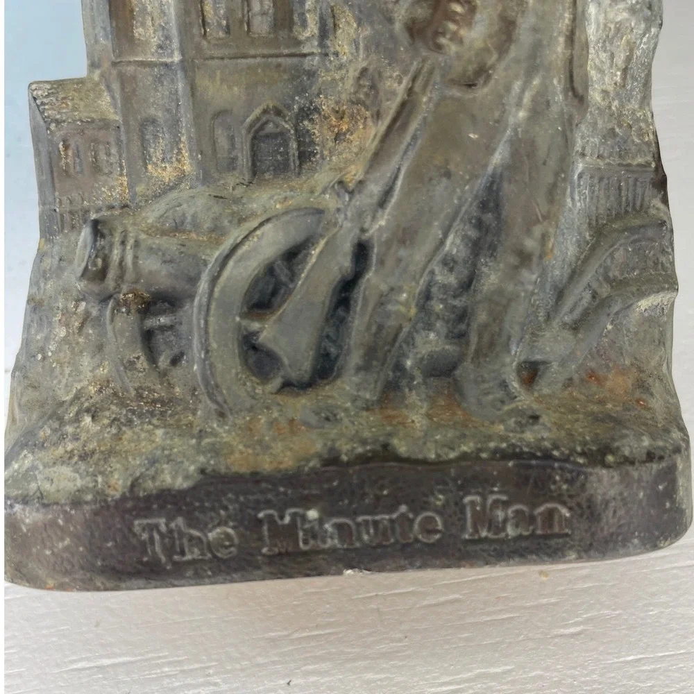Antique‎ The Minute Man Cast Iron Still Bank Colonial Soldier Cannon Coin Bank